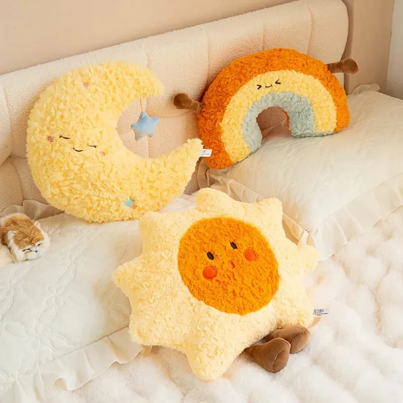 45cm Cute Rainbow Cloud Sun Moon Star Throw Pillow Cushion Rainbow Plush Toy Bedroom Decoration Doll Pillow Sofa Cushion — image 6