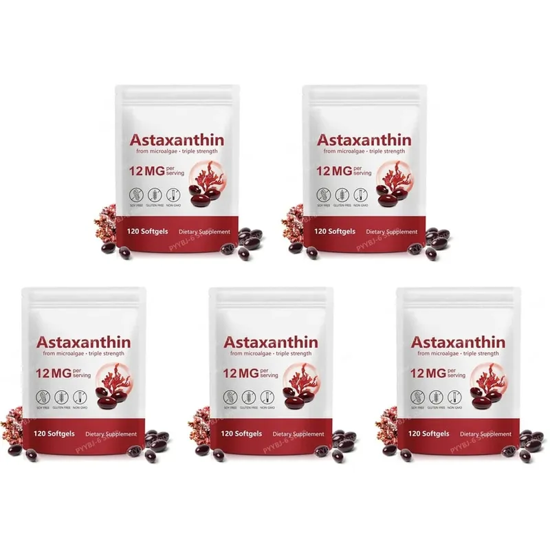 Astaxanthin Softgels Triple Strength From Microalgae Supports Healthy Aging Promotes Collagen Supports Skin Barrier 120 Softgels