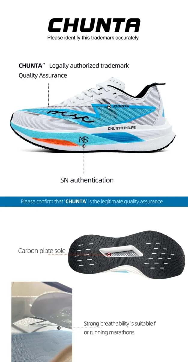 Men Running Shoes Marathon Carbon Board Speciality Sports Breathable Lightweight Women's Comfortable Chunta Athletic Sneakers
