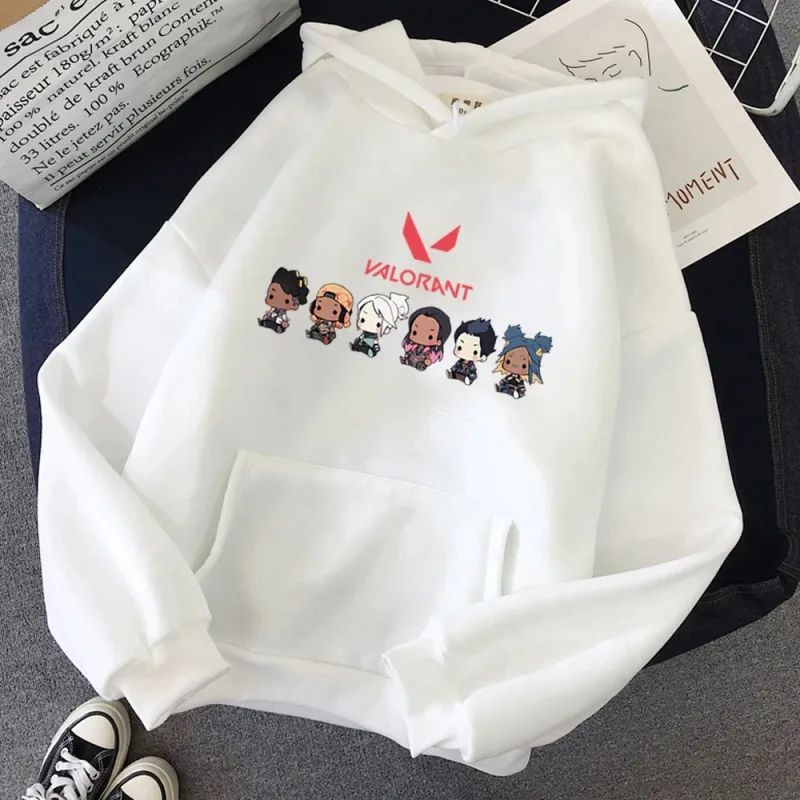 Valorant Anime 2D 프린트 남성 코튼 까마귀 캐주얼 오버 사이즈 풀오버 인기 streetwear 패션 운동복 트렌드 남성 의류 — image 3