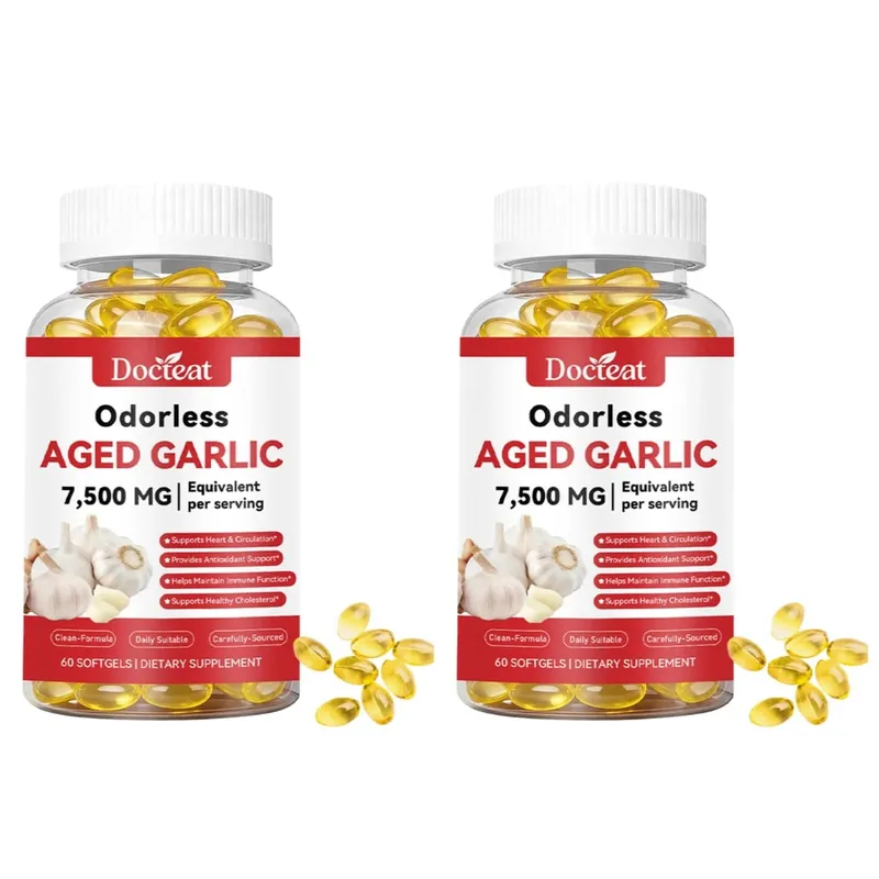 Odorless Aged Garlic Extract 7500mg Equivalent 60 Softgels - Immune Support Heart Health Antioxidant Supplement for Adults — image 7