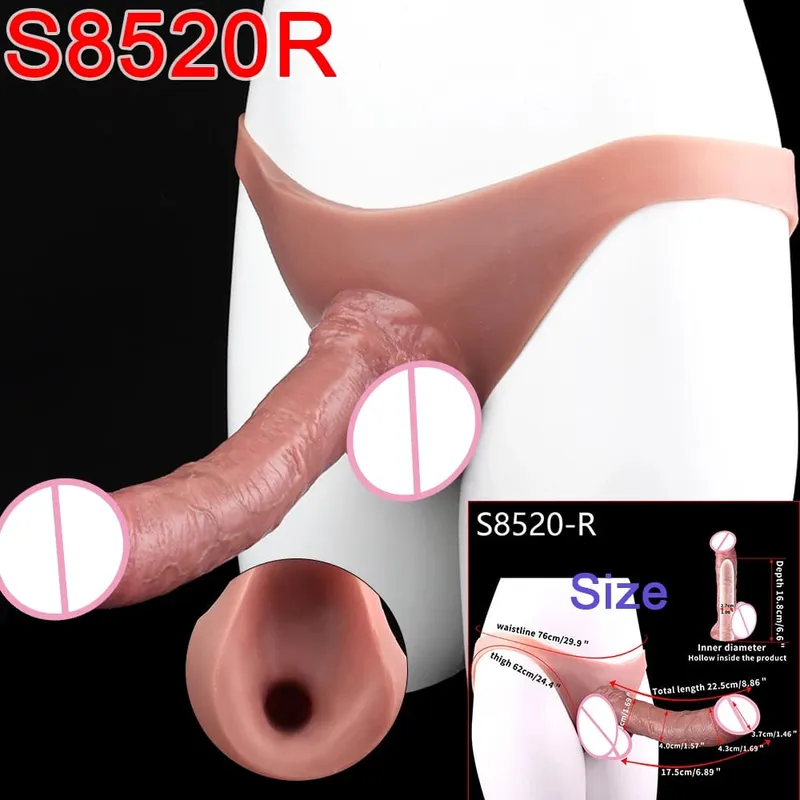 Male Strap-On Long Hollow Dildo Ultra Realistic Penis Extend Sleeve Pants насадка на член Male Cock Cover Sex Toys