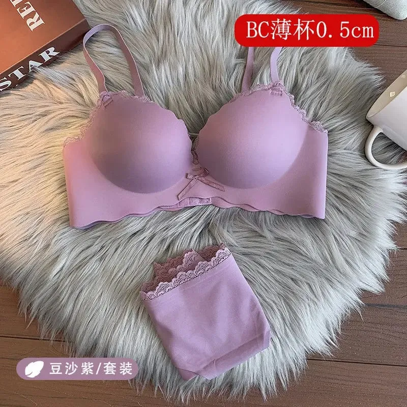 セクシーWomen Wireless Seamless Bra Set One‑Piece Push‑Up Brassiere Small Bust Side Support Anti‑Sag Soft Ladies Intimates Lingerie — image 18