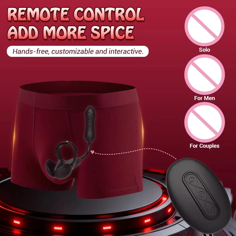 Thrusting Anal Plug Vibrator Male Prostate Massager Remote Control Cock Ring Testicle Taint Stimulator Sex Toys for Men Couples — image 5