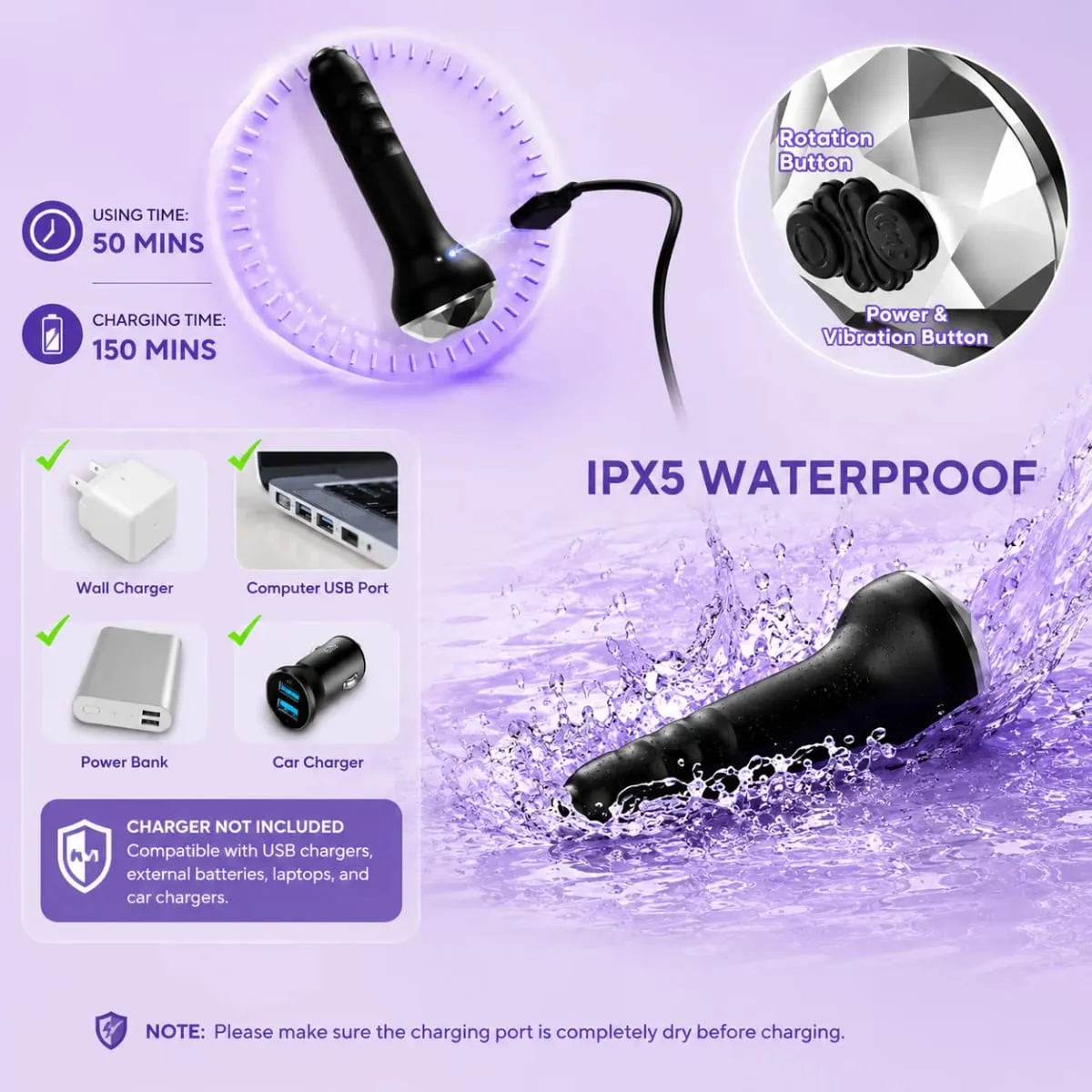 Vibrator Butt Plug Anal Toys Prostate Massager with 10 Vibrating Rotating Beginner-Friendly Anal Plug Sex Toys for Men Women — image 4
