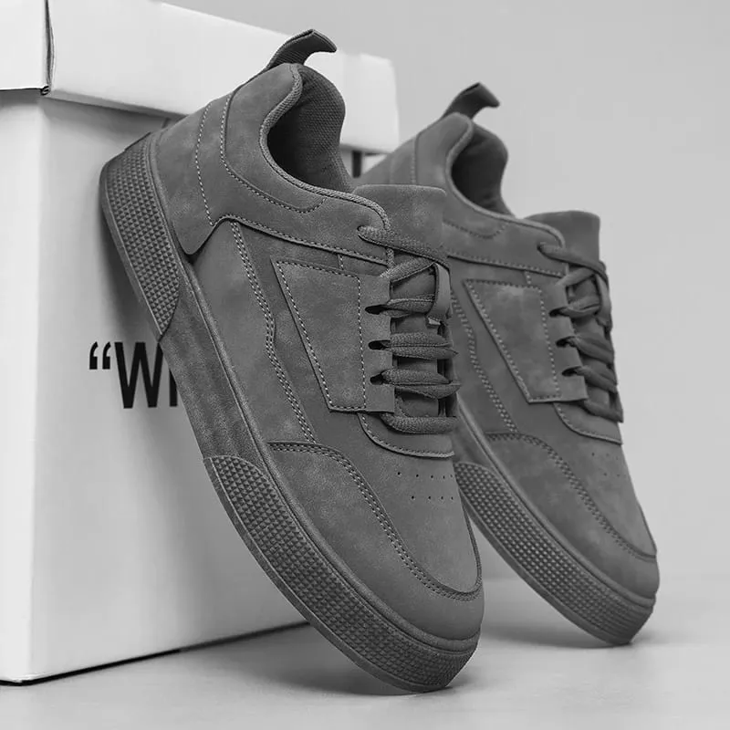 Men's Suede Casual Sneakers Low Top Lace-up Skateboard Shoes Fashion Breathable Streetwear Men's Flat Shoes — image 6