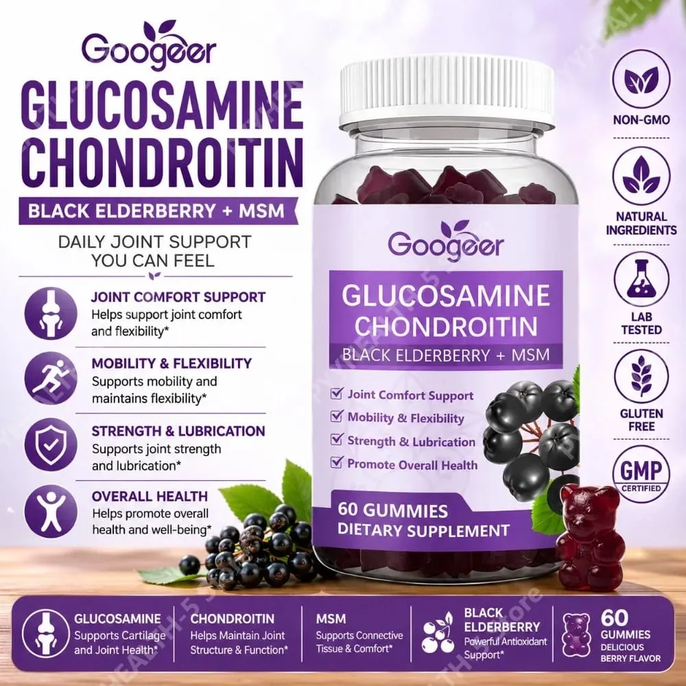 Googeer Joint Support Gummies 60 Count Glucosamine Hydrochloride Chondroitin Sulfate MSM with Hyaluronic Acid for Cartilage — image 2