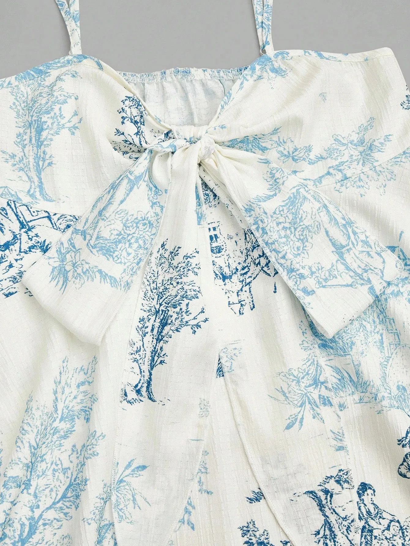 Women's Elegant Cami Top Striped Printed Fabric Bow Neck & Front Tie Waist Slim Sleeveless Camisole. Versatile for Spring & S — image 3