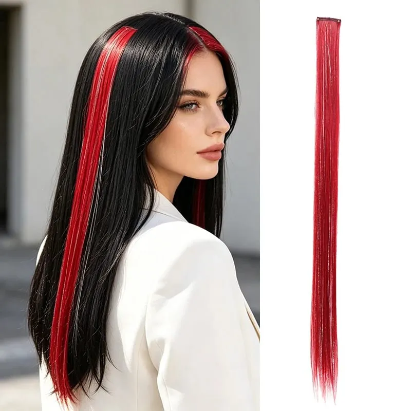 BB Clip in Synthetic Hair Extensions with Laser Silver Threads Colorful Shiny Hair Pieces for Party Daily Use No Damage — image 11