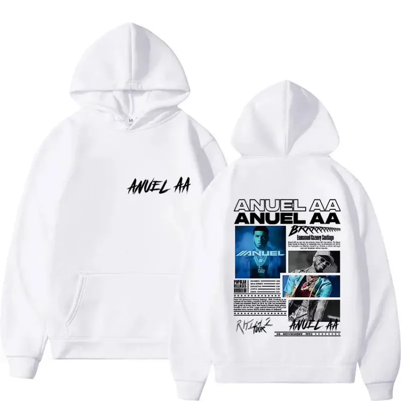 Rapper Anuel AA Rhlm 2 Album 2025 Merch Hoody Men's Clothing Rock Hip Hop Oversized Sweatshirts Winter Casual Long Sleeve Hoodie — image 4
