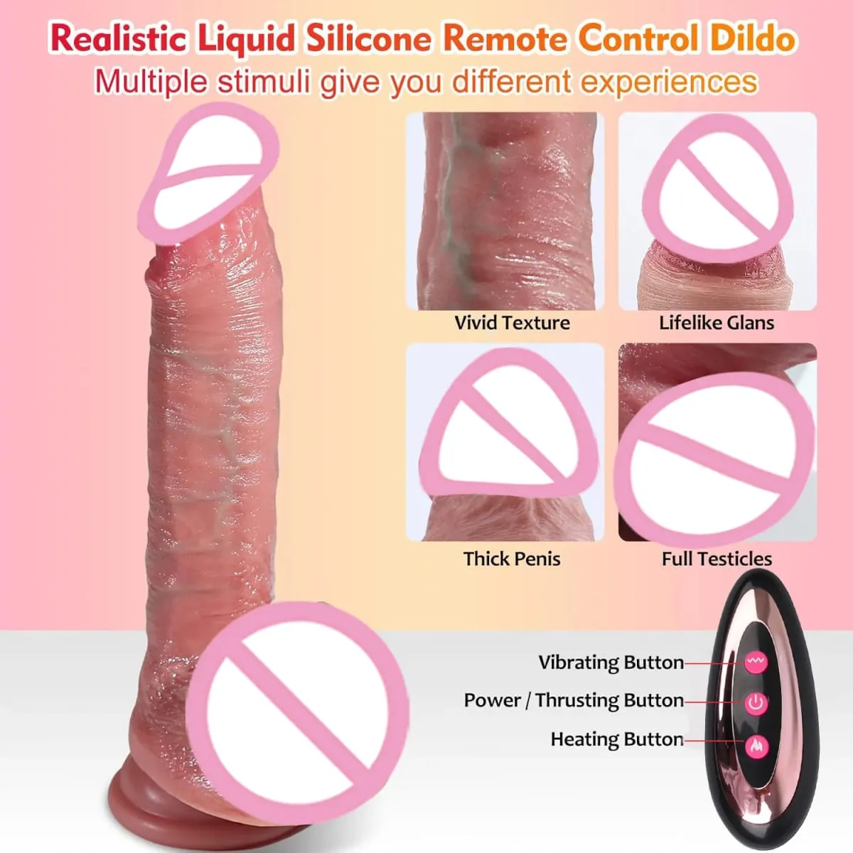 Realistic Thrusting Dildo Vibrator Adult Sex Toys for Women Silicone 8 inch Suction Cup Penis Anal G-spot Stimulator Couple Play — image 4