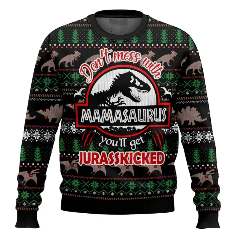 Jurassic Park Dinossauros Feliz Natal Roupas Presentes Suéteres de Papai Noel Moletons masculinos e femininos 3D Festa de outono e inverno — image 17