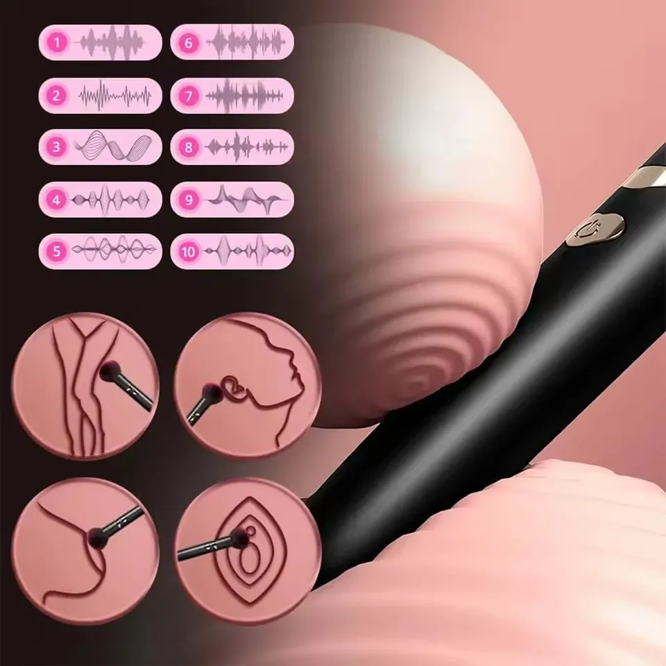 Makeup Pen Dual Head Vibrator Soft Brush Comb Beans High Frequency Micro Vibration Deep Stimulation G Spot Orgasm Female Sex Toy — image 6