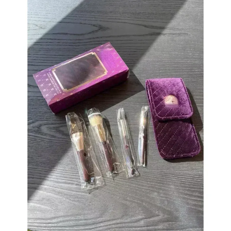 New C and T Purple 4pcs Brush Set with Bags Make Up Brushes Set — image 1
