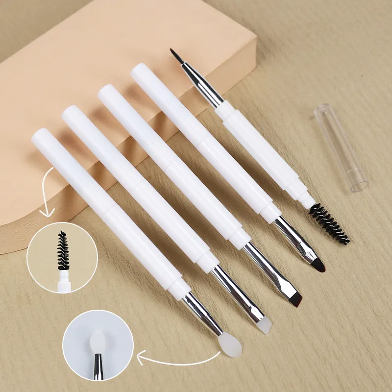 Double ended Portable Makeup brushes Travel size Make up brushes Eyeshadow Eye Brow Crease essential cosmetic tools with lid — image 2