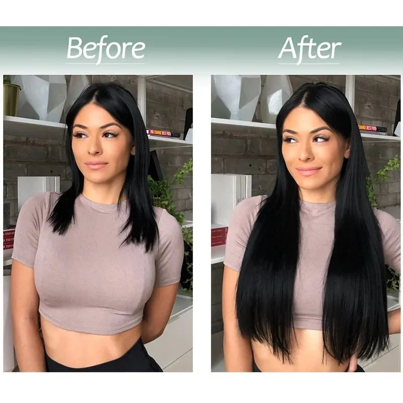 24Inch Synthetic Long Straight One Piece 4 Clips Hair Extensions Invisible Hairpiece Soft Fake Hair For Women Daily Wear — image 5