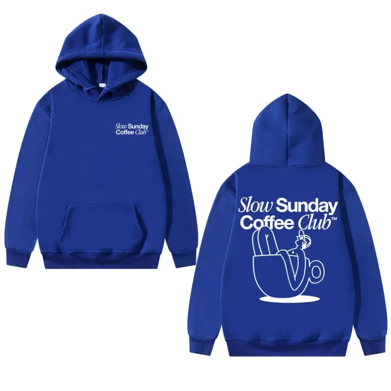 Unissex lento domingo café clube moletom com capuz engraçado meme vintage casual streetwear moletom, várias cores disponíveis
