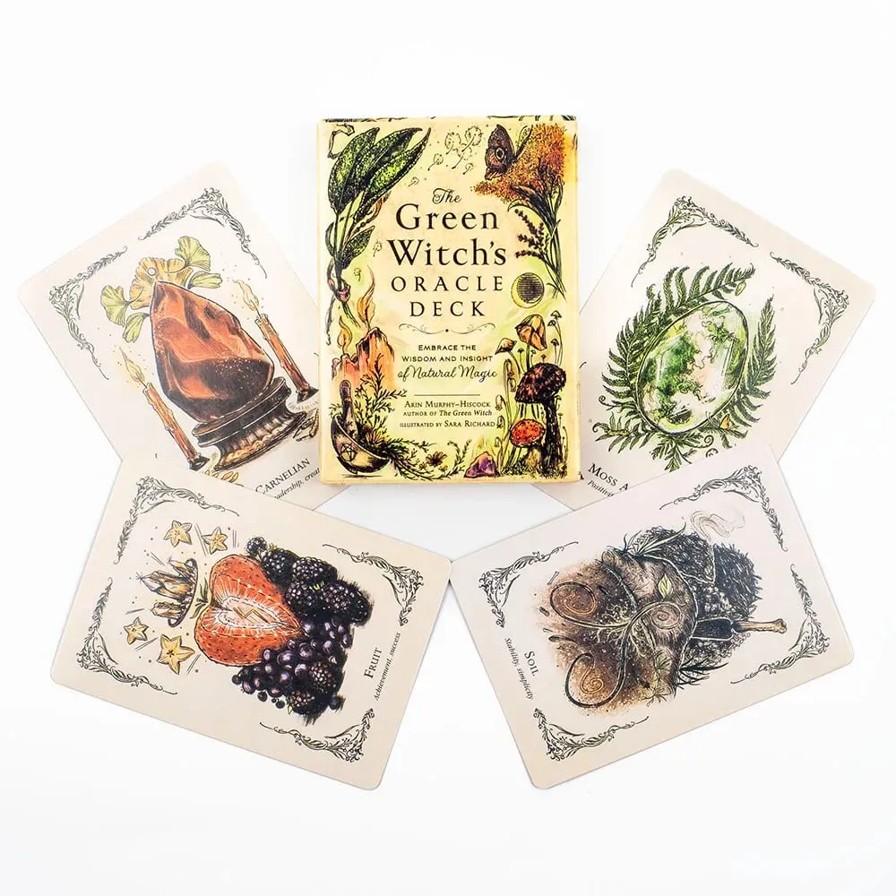 TK119K The Green Witch's Oracle Deck 50Pcs Tarot Leisure Entertainment Game Card Family Gathering Divination Deck 10.3*7.3cm