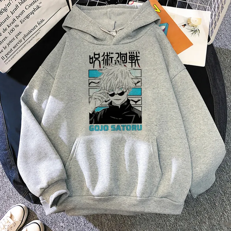 Anime Jujutsu Kaisen Manga Gojo Satoru Graphic Hoodies Vintage Oversized Hooded Long Sleeves Cotton Hoodie Men Women Clothes — image 2