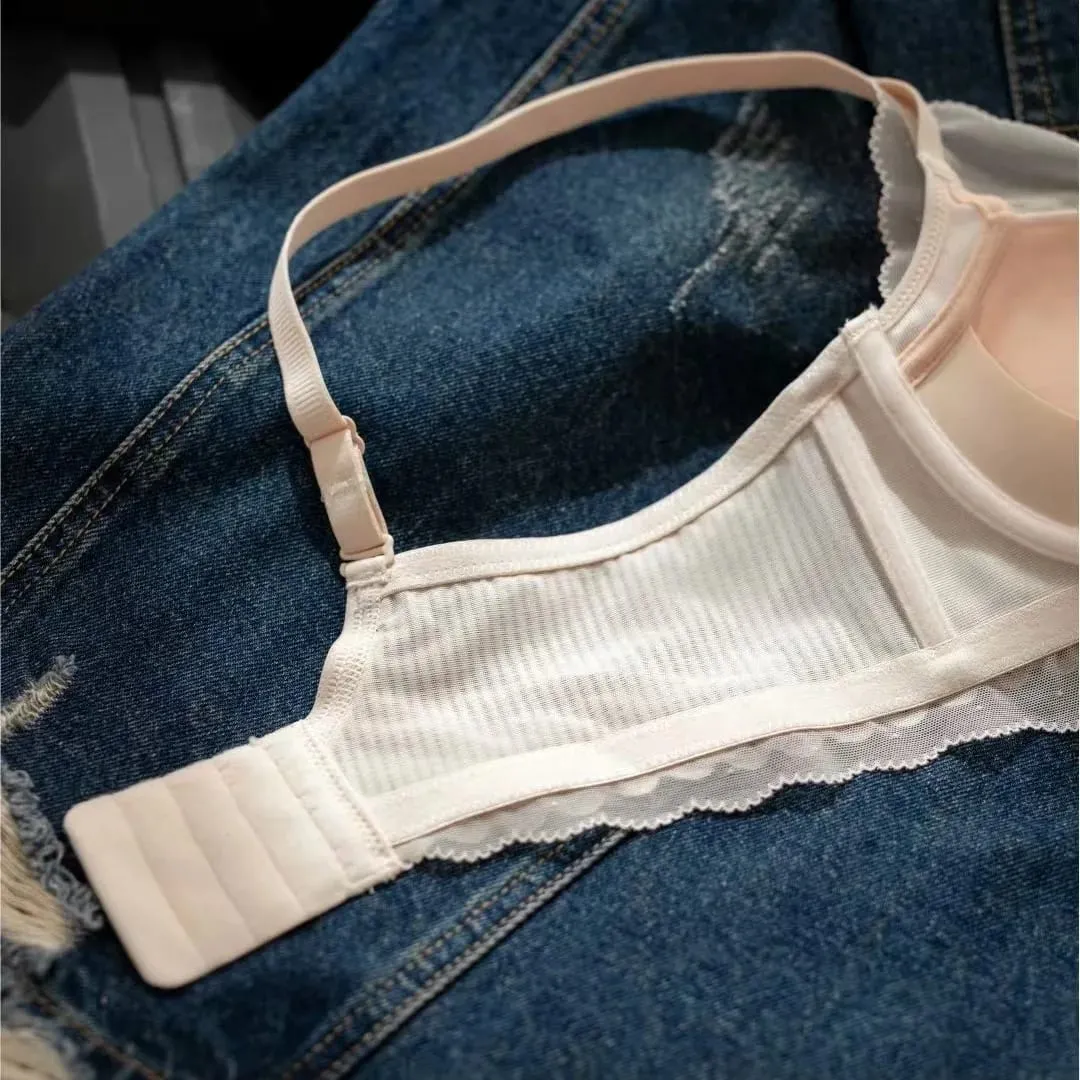 4 na Kulay ng Lace Young Ladies Underwear Wire Free Thicken Cotton Push Up Magtipon ng mga Kumportableng Intimate Girls Lingerie Bra at Panty — image 6