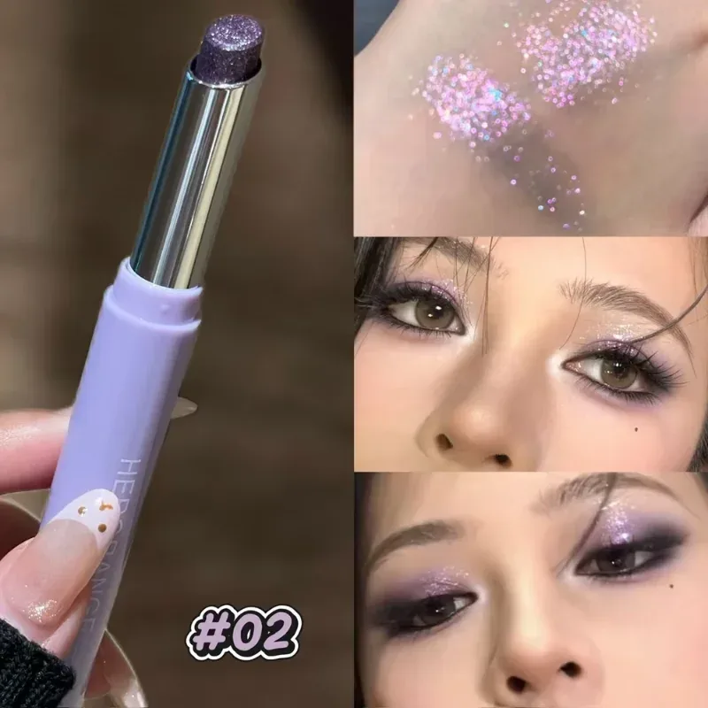 Punk Purple Metallic Eyeshadow Stick Waterproof Lasting Pearlescent Glitter Eye Shadow Highlight Eyeshadow Fine Shiny Eye Makeup — image 8