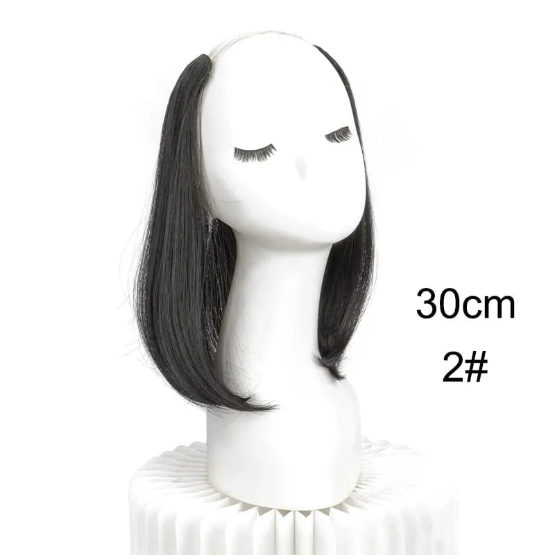 20/30cm sintético curto reto fivela interna em forma de v meia cabeça extensão do cabelo invisível peruca para mulher — image 12
