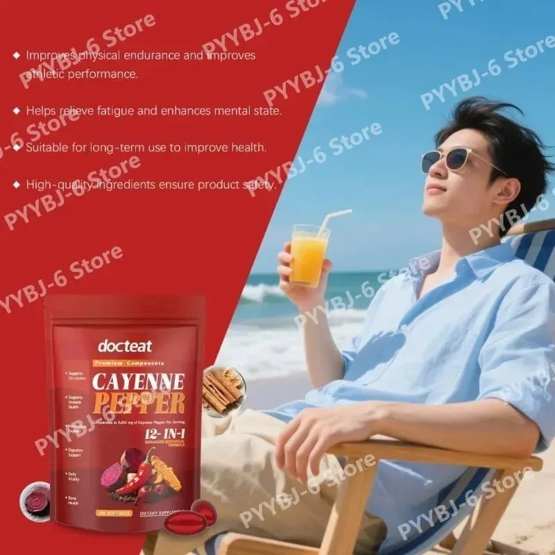 Cayenne Pepper Extract Botanical Formula Supports Circulation Immune Health &Daily Vitality180 Softgels Dietary Supplement — image 3