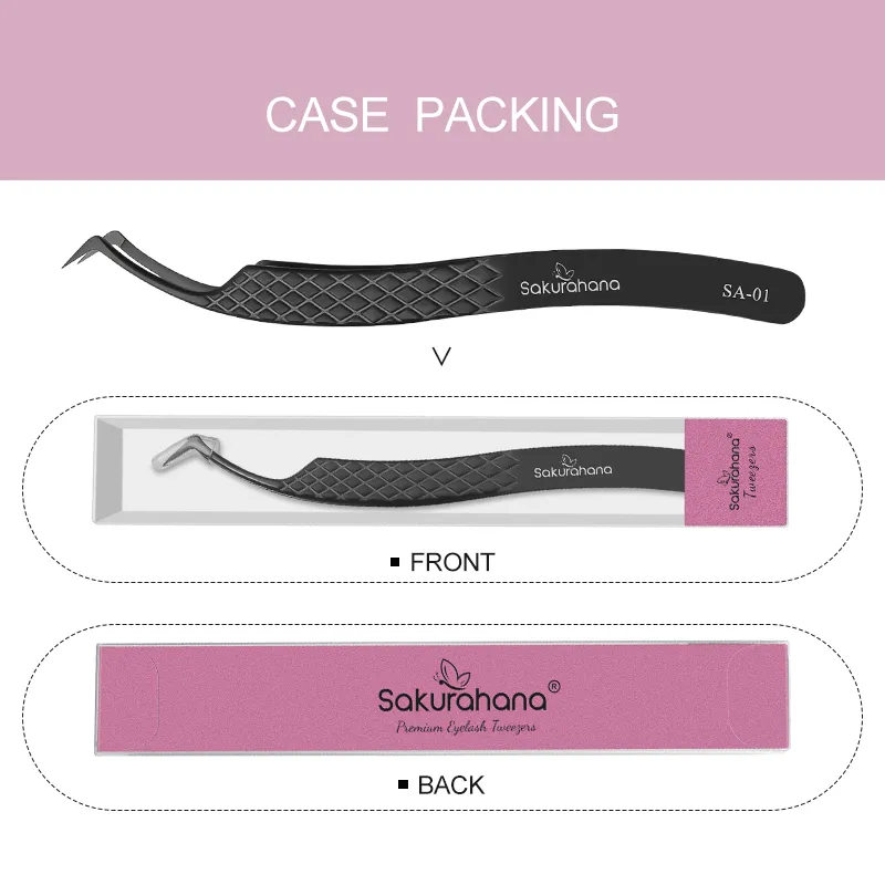 High-end Eyelash Tweezers Black Fiber Tip For Lash Extensions Mega Volume Mink Lashes Tool Straight Head Curved Tip — image 4