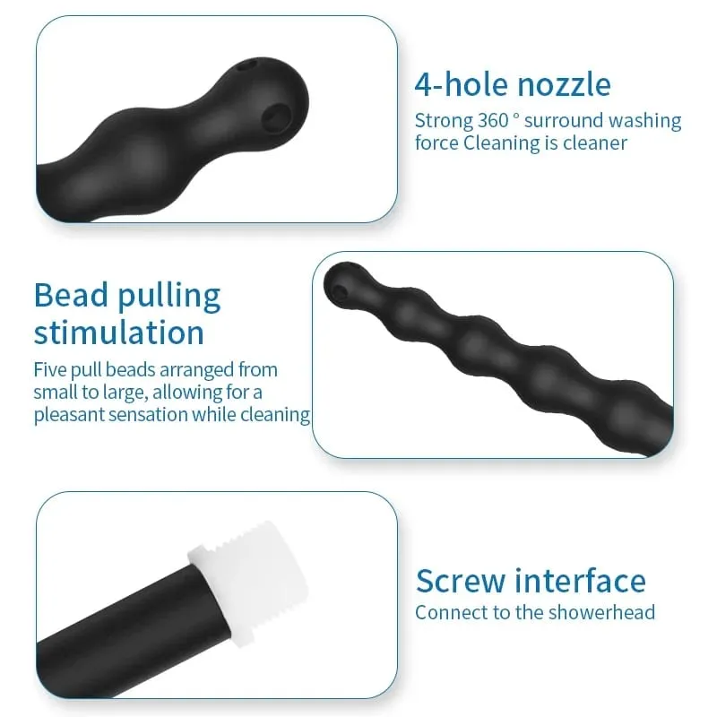 Silicone longo 58cm contas anais plug dilatador douche enema vagina kit de limpeza buttplug seringa cabeça de chuveiro brinquedo sexo gay para casais — image 4