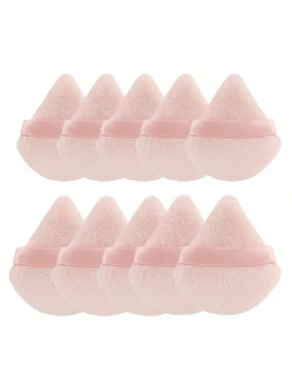 10 Pcs Triangle Velvet Powder Puff Pizza Flours Mini Face Makeup Sponge Cosmetics Washable Lightweight Makeup Tool — image 11