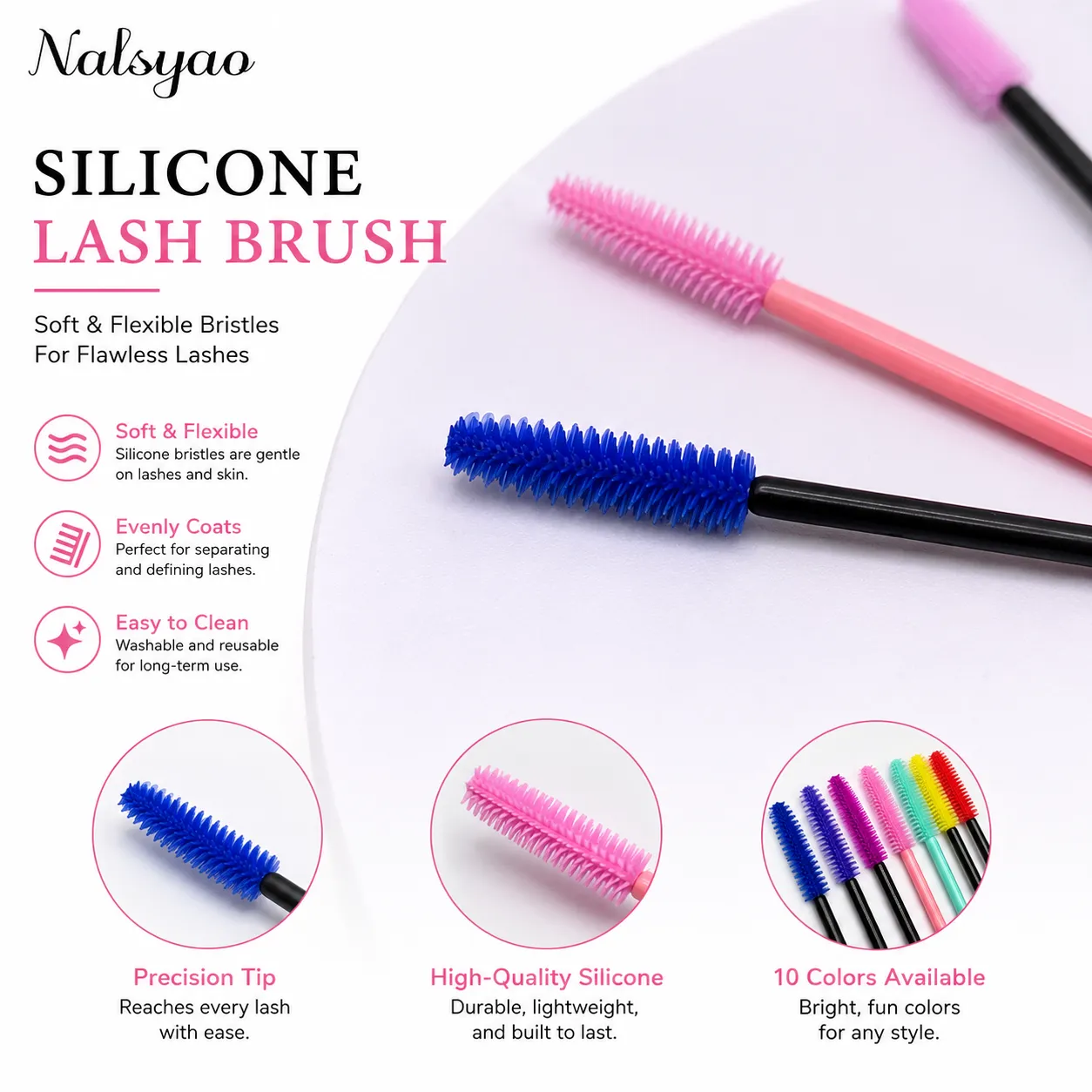 50 Pcs Disposable Silicone Mascara Stick Applicator Eyelash Extension Makeup Tools Eye Eyelashes Brushes Lash Makeup Brush — image 2