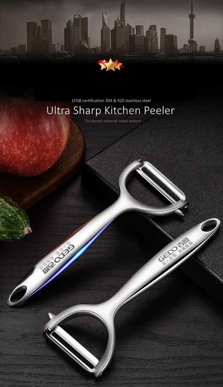 LFGB Certificated Pure 304 Stainless Steel Peeler Ultra Sharp Blade Fruit and Vegetable Zester Family Kitchen Peeling Tool — image 8