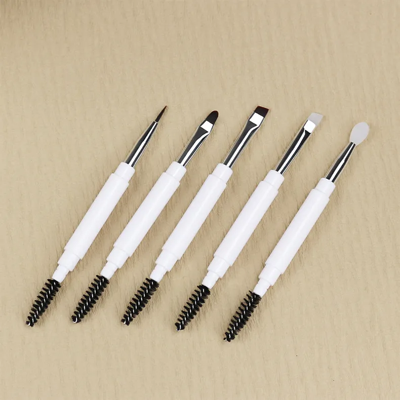 Double ended Portable Makeup brushes Travel size Make up brushes Eyeshadow Eye Brow Crease essential cosmetic tools with lid — image 1