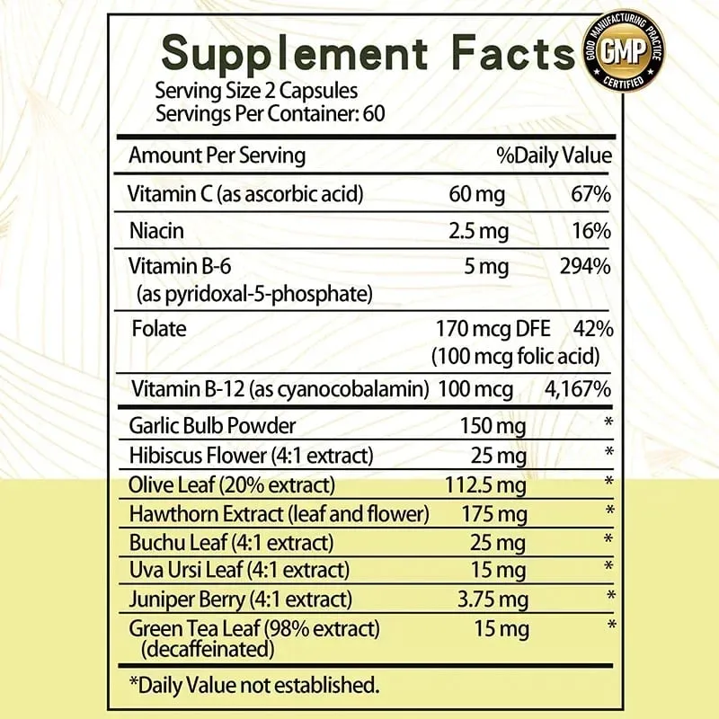 Suporta sa Presyon ng Dugo - Sinusuportahan ang Cardiovascular Health Nagpapalakas ng Enerhiya at Immunity para sa Kalusugan ng Puso - na may Hawthorn at Hibiscus — image 2