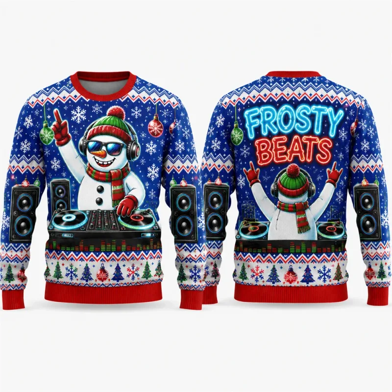 Gingerbread Man Ugly Christmas Sweatshirt 3D Graphic Crewneck Unisex Funny Candy Cane Xmas Party Holiday Pullover Gift Male Top