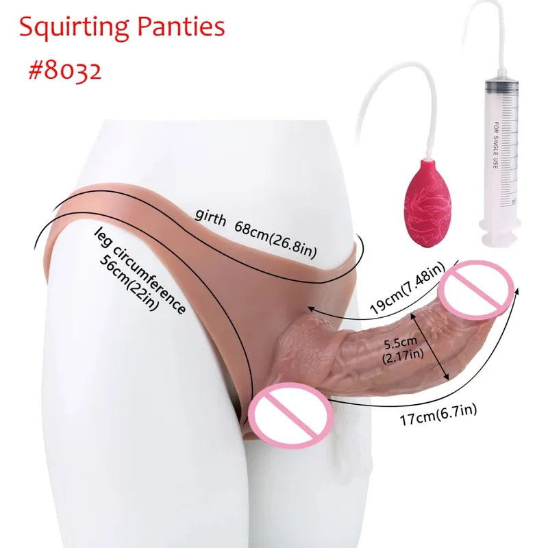 Black Nude Strapon Malaking Makatotohanang Ejaculation Dildo Silicone Squirting Panties Na May Simulated Solid Penis Sex Toy Para sa mga Babae — image 20