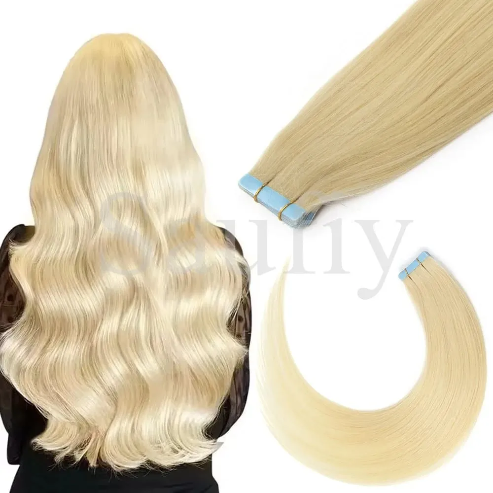 Fita reta loira em extensões de cabelo humano 20 unidades / pacote em linha reta natural preto loiro marrom fita ins extensões de cabelo 12-20 polegadas fita de trama de pele dupla face sem costura em extensões de cabelo para mulheres — image 14
