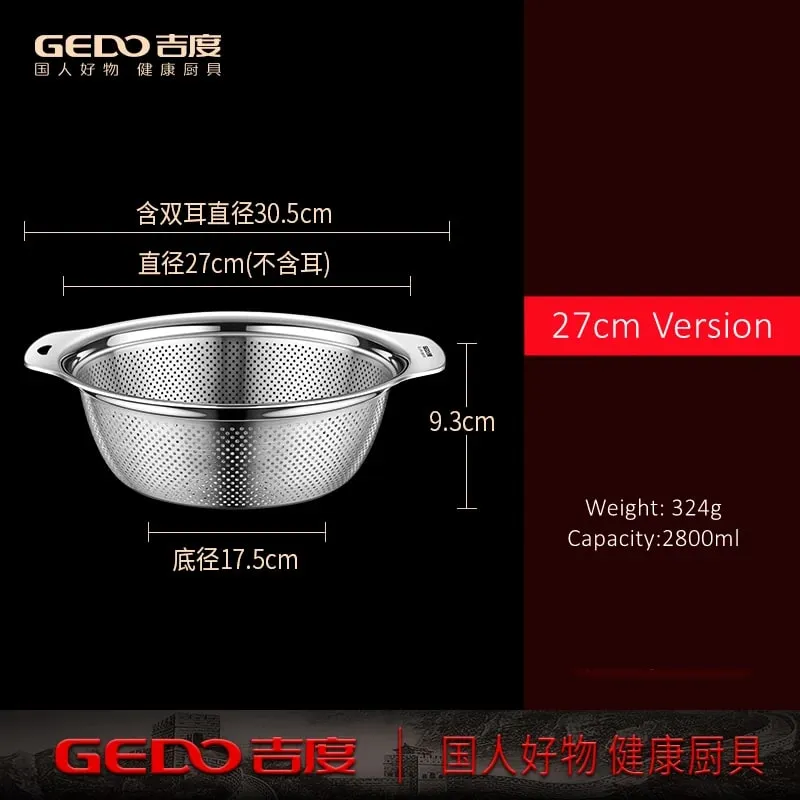 LFGB Certification 304 Stainless Steel Kitchen Washing Drainage Basin 23cm~31cm Diameter Colander with Dense Small Holes — image 11
