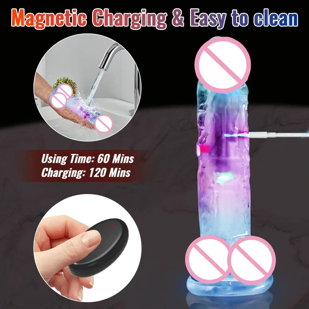 Remote Control Soft Realistic Dildo for Women G-spot Vibrator with LED Light Fake Penis Female Masturbation Sex Toy for Women — image 4