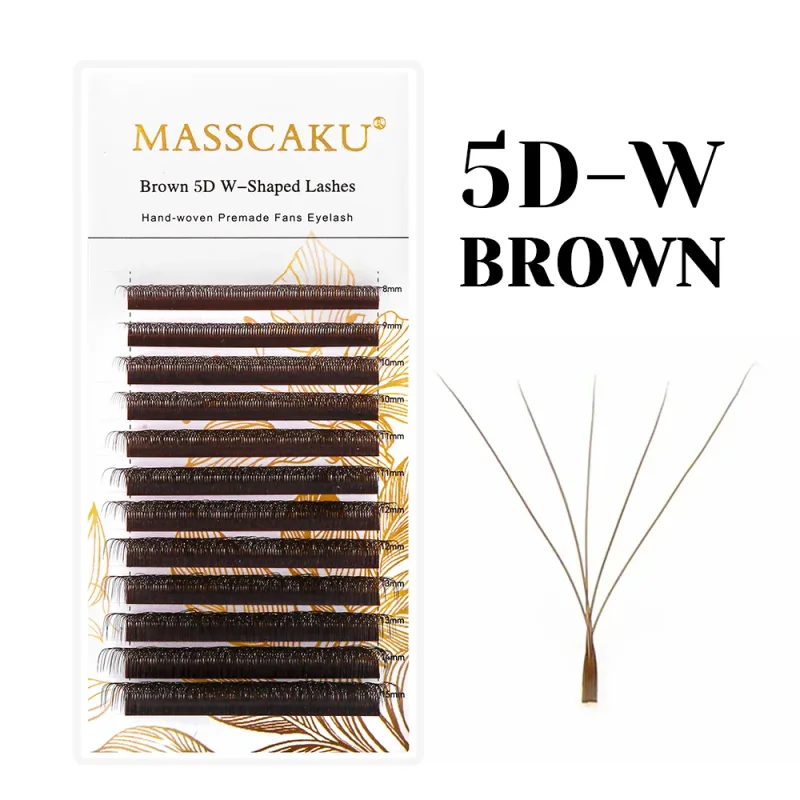 Brązowe przedłużanie rzęs 3D/4D/5D w kształcie litery W 8-15mm długość mieszana ręcznie tkane gotowe wentylatory objętościowe produkty do makijażu rzęs