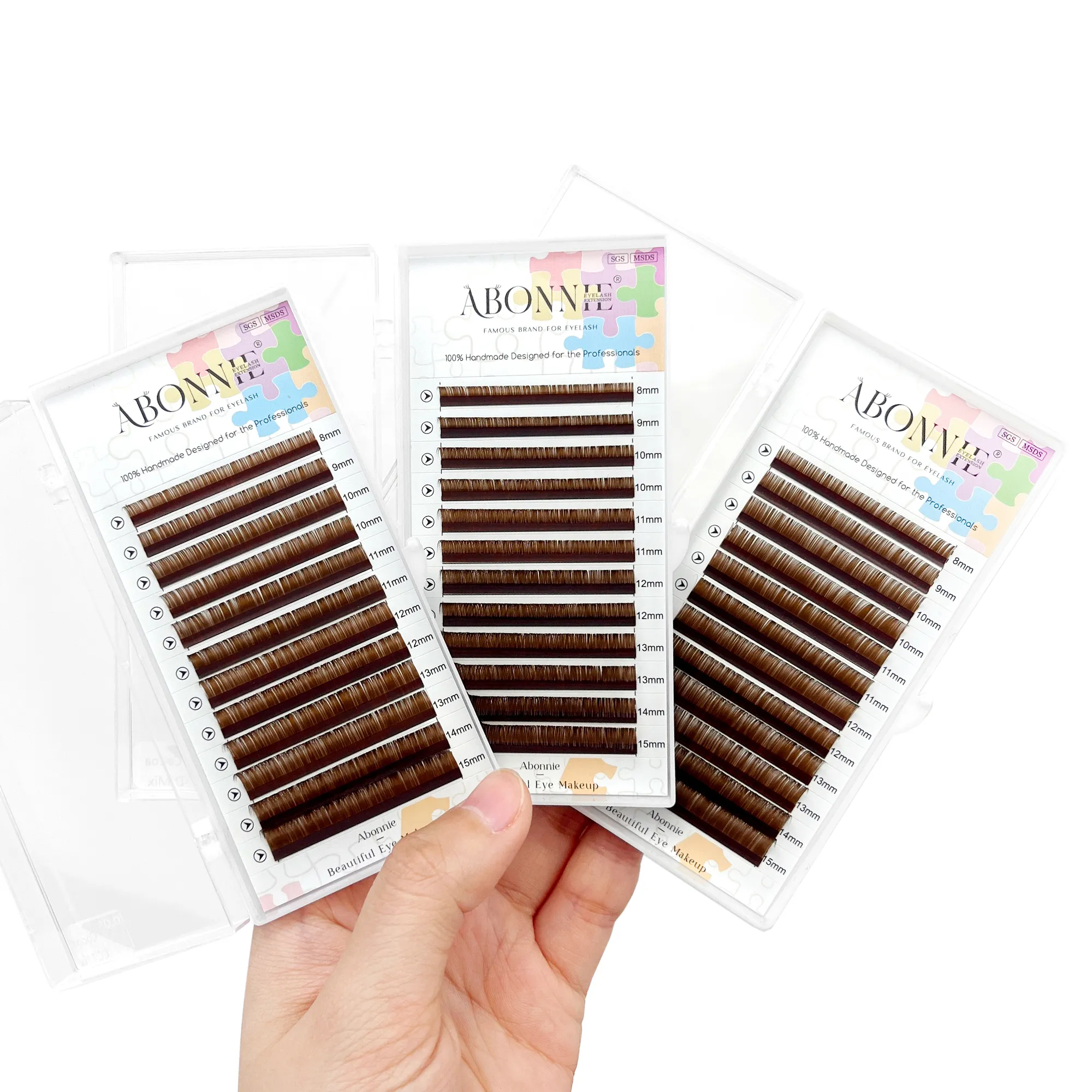 Abonnie LB Dark Brown Lashes Brown Color Classic Eyelash Extensions Foxy Eye Fluffy Individual Eyelashes — image 7
