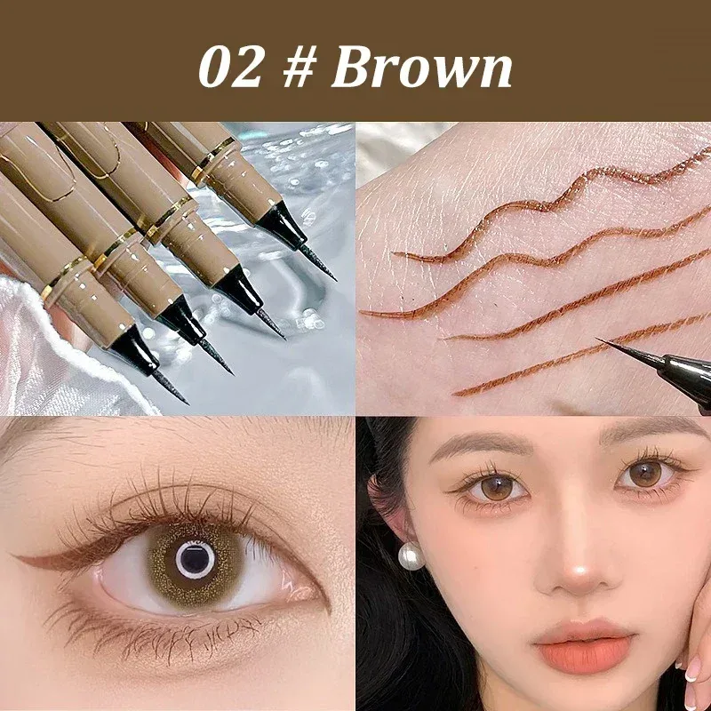Black Brown Waterproof Quick-drying Liquid Eyeliner Ultra-fine Matte Long-lasting Silkworm Eye Liner Pencil Eye Makeup Gifts — image 7