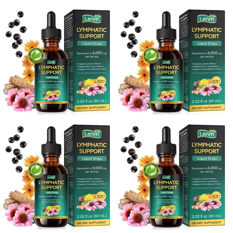 Lenm 60ml sistema linfático limpa suplementos líquidos de suporte imunológico gotas de ervas linfáticas orgânicas naturais para suporte de equilíbrio — image 10