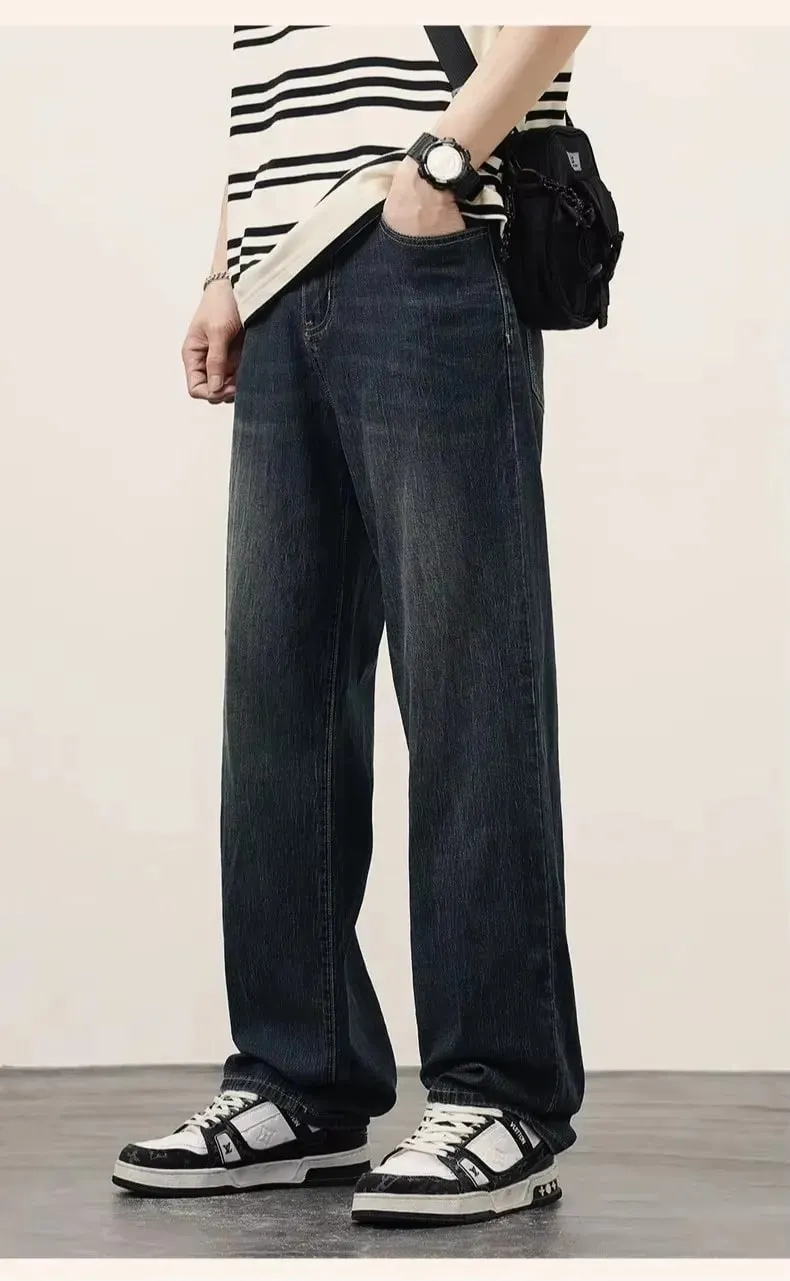 Men's Straight Fit Vintage Jeans Casual High-Quality Korean Fashion Denim Trousers Male Brand Trousers Four Season Trousers — image 2