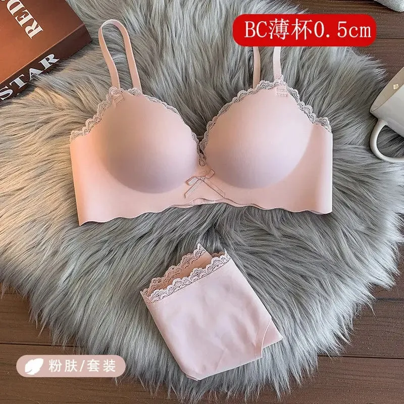セクシーWomen Wireless Seamless Bra Set One‑Piece Push‑Up Brassiere Small Bust Side Support Anti‑Sag Soft Ladies Intimates Lingerie — image 15