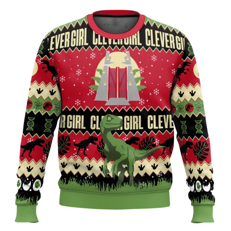 Jurassic Park Dinossauros Feliz Natal Roupas Presentes Suéteres de Papai Noel Moletons masculinos e femininos 3D Festa de outono e inverno — image 3