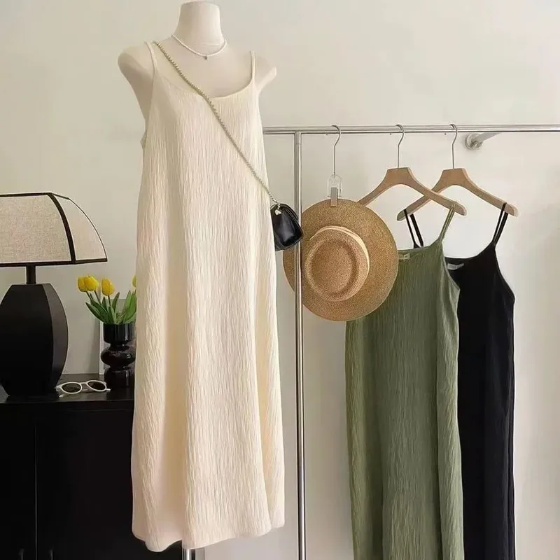 Cami Maxi Dress French Style Loose Fit Sleeveless Casual Vacation Daily Summer Long Dress