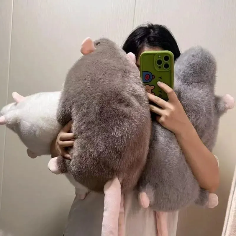 35/50/90cm Cartoon Flower Branch Rat Soft Oversized Animal Figure Cute Simulation Big Mouse Plush Toy Pillow Birthday Gift