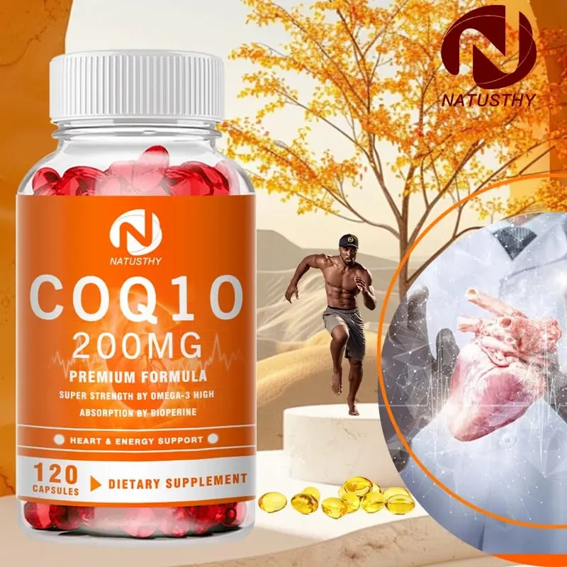 COQ10 Coenzyme Q10 200mg for Energy Antioxidant Cardiovascular Brain Health Natural Non-GMO