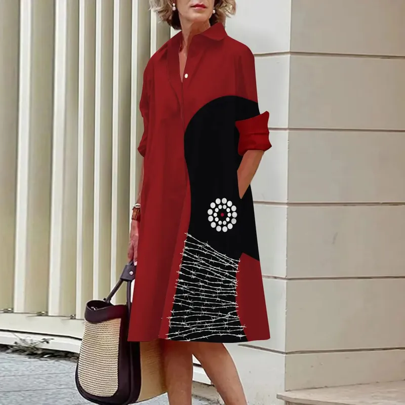 Verão novos vestidos femininos moda personagem arte padrão solto tamanho grande casual temperamento commuter irregular saia longa topos — image 7